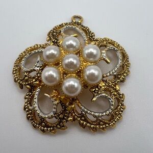Vintage Flower Gold & Silver Filled Necklace Pendant
